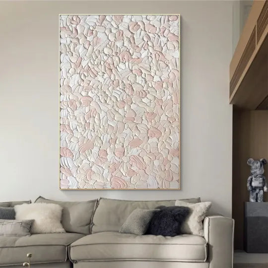 Soft Petals – Blush Pink and White Textured Abstract Painting#ip0921013
