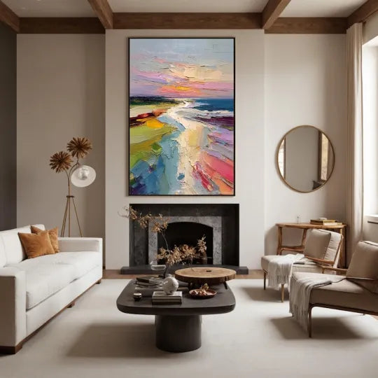 Coastal Daydream – Colorful Textured Beach Oil Painting#ip0921028