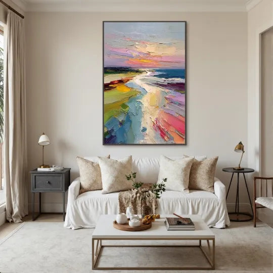 Coastal Daydream – Colorful Textured Beach Oil Painting#ip0921028