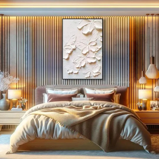 Weightless Wings – White Textured Butterfly Relief Painting#ip0921029