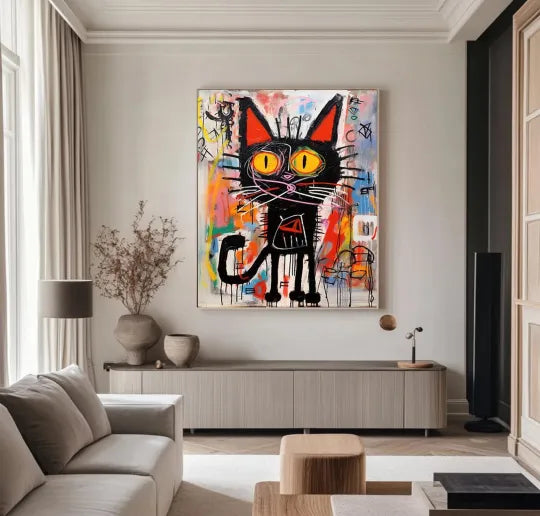 Midnight Mischief – Colorful Graffiti Black Cat Wall Art#ip0921033