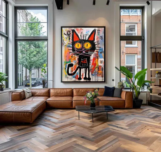 Midnight Mischief – Colorful Graffiti Black Cat Wall Art#ip0921033