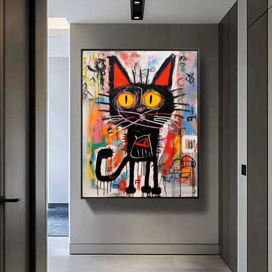 Midnight Mischief – Colorful Graffiti Black Cat Wall Art#ip0921033