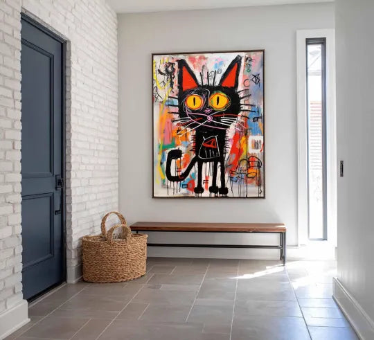 Midnight Mischief – Colorful Graffiti Black Cat Wall Art#ip0921033