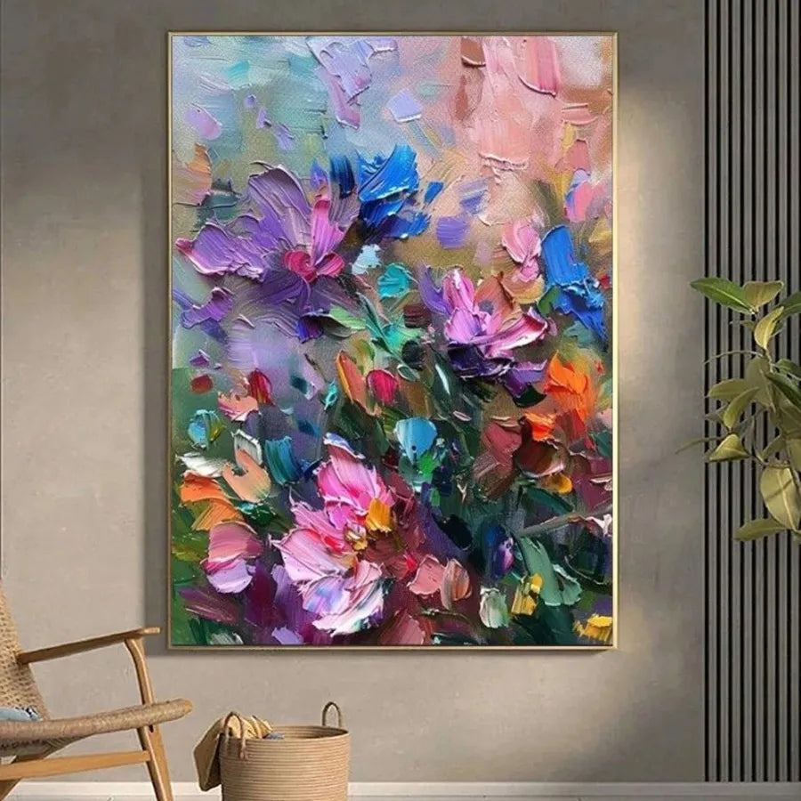 Garden in Motion – Colorful Impasto Floral Wall Art#ip0921037
