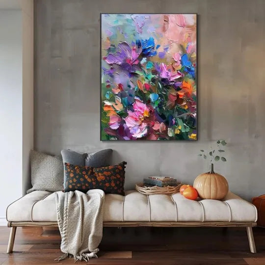 Garden in Motion – Colorful Impasto Floral Wall Art#ip0921037