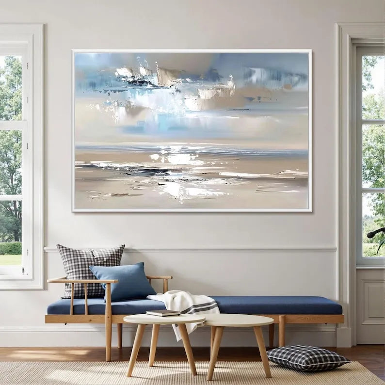 Quiet Tides – Neutral Blue Abstract Coastal Wall Art#ip0921043