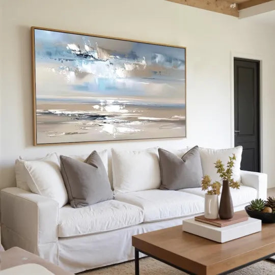 Quiet Tides – Neutral Blue Abstract Coastal Wall Art#ip0921043