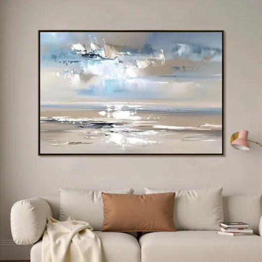 Quiet Tides – Neutral Blue Abstract Coastal Wall Art#ip0921043