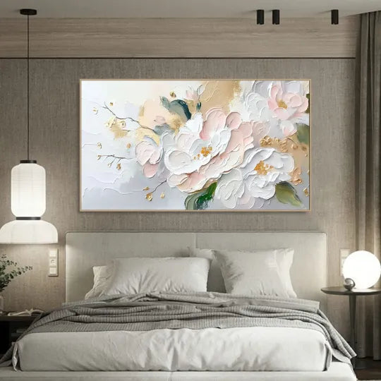Blushing Peonies – Pink and White Textured Floral Wall Art#ip0921045