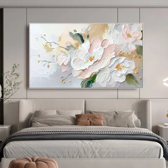 Blushing Peonies – Pink and White Textured Floral Wall Art#ip0921045