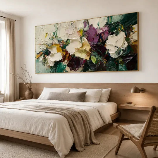 Emerald Garden – Colorful Impasto Abstract Floral Wall Art#ip0921047