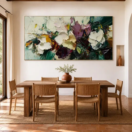 Emerald Garden – Colorful Impasto Abstract Floral Wall Art#ip0921047