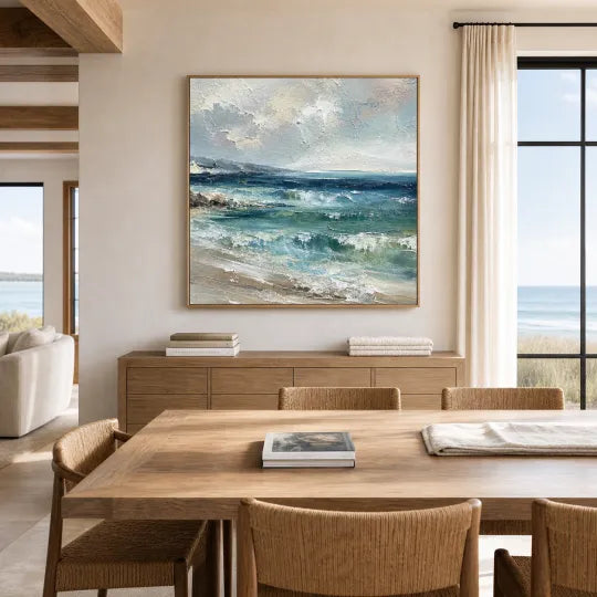 Sea Glass Tides – Turquoise Textured Ocean Wall Art#ip0921048