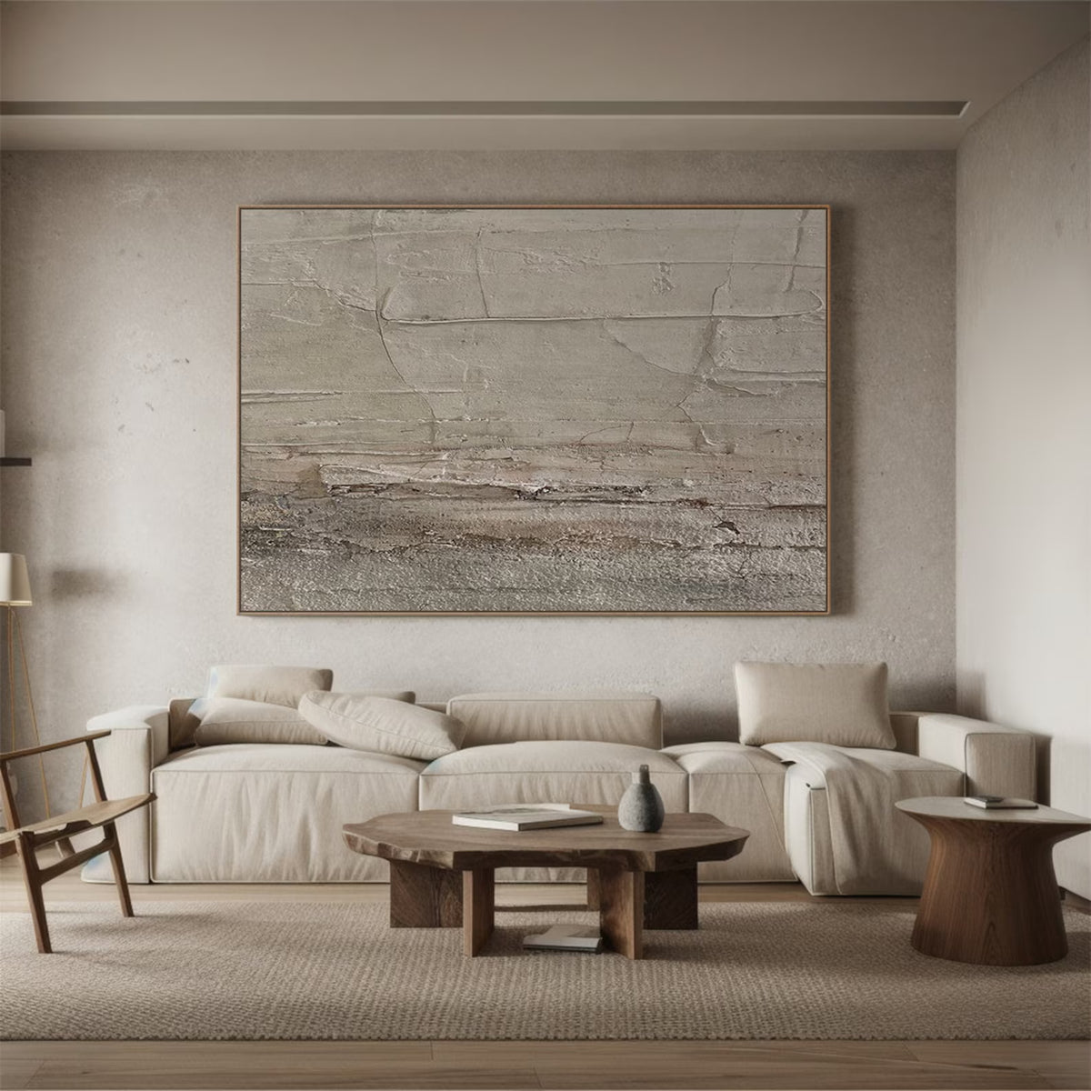 Quiet Strata – Neutral Beige Textured Abstract Wall Art#ip0921079