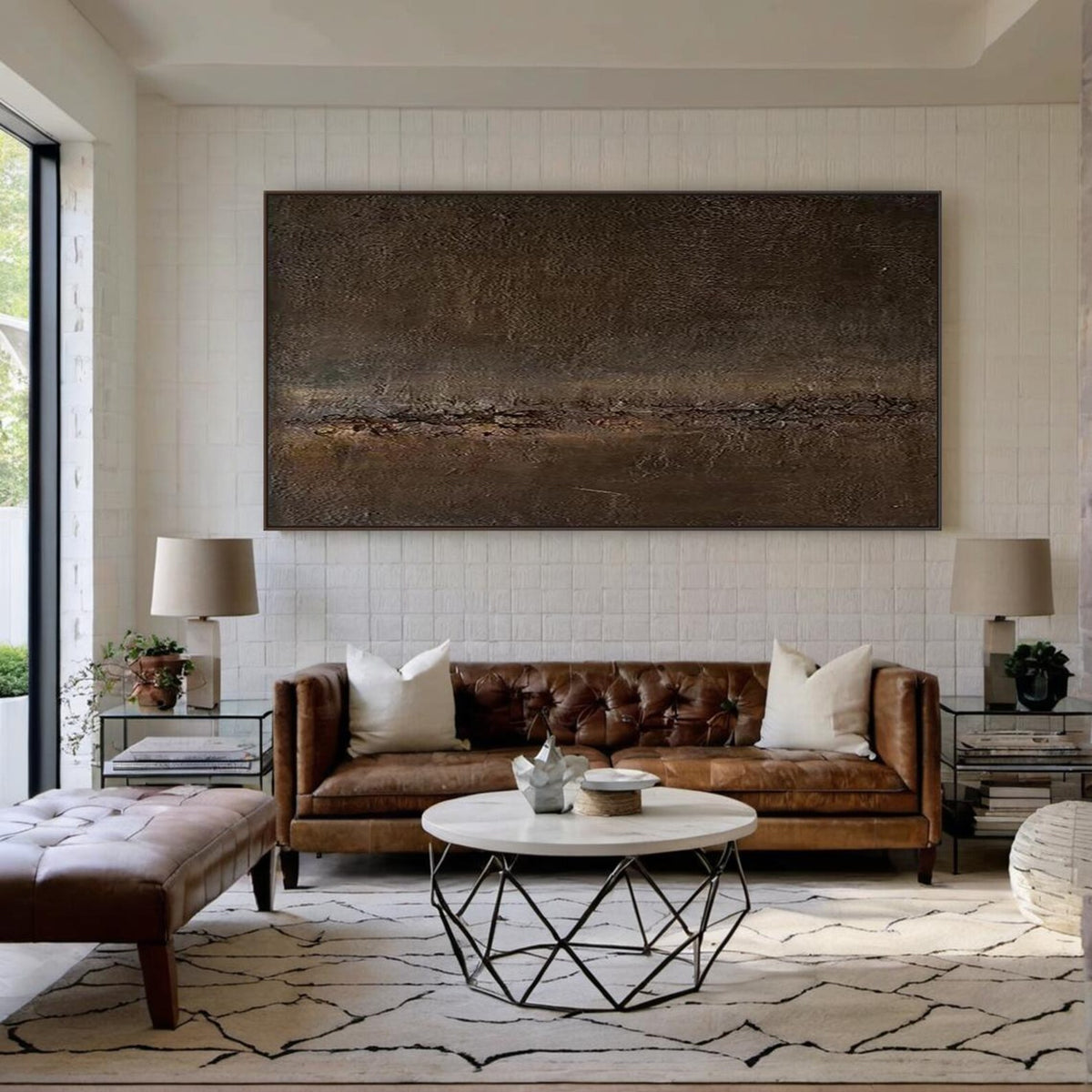 Earthbound Horizon – Brown Textured Abstract Wall Art#ip0921082