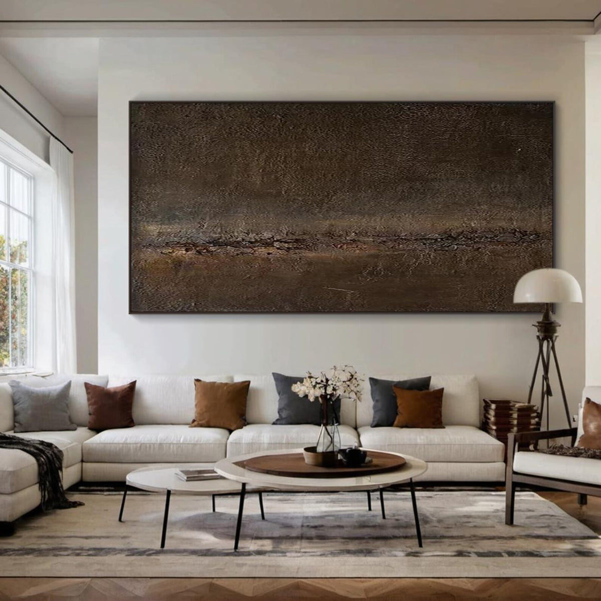 Earthbound Horizon – Brown Textured Abstract Wall Art#ip0921082