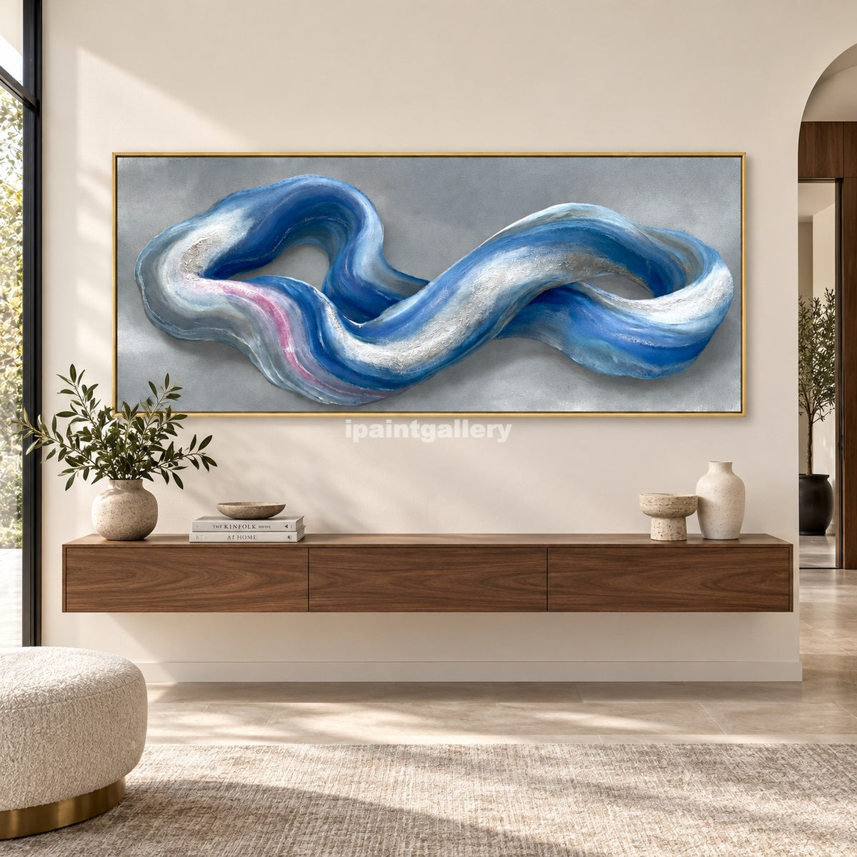 Eternal Flow – Blue and Silver Infinity Abstract Wall Art#LT1