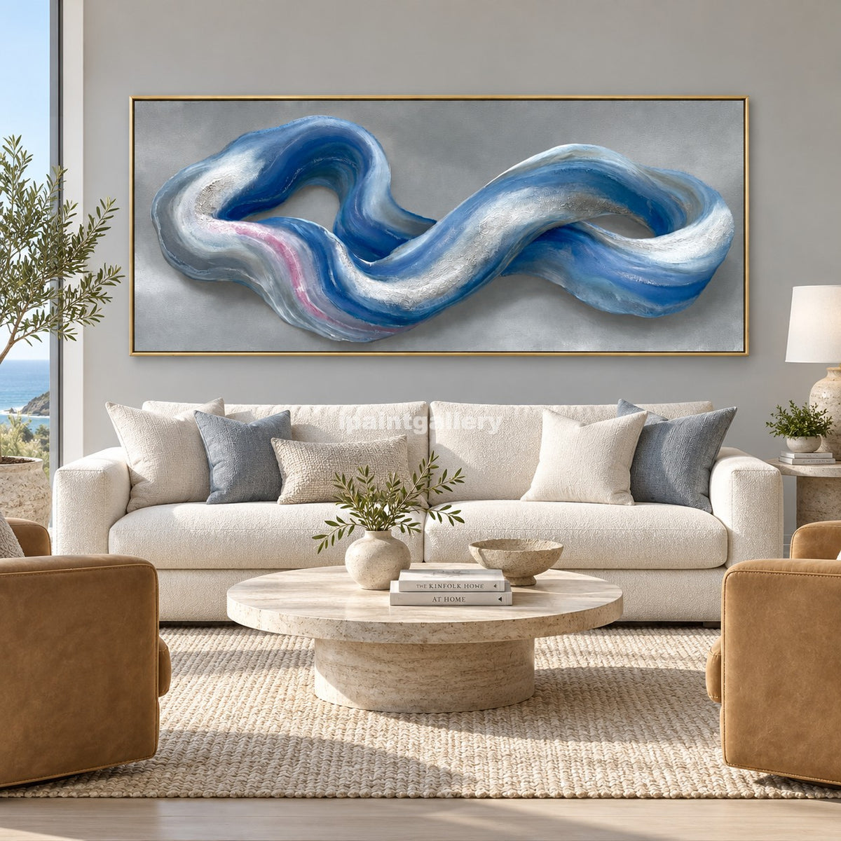 Eternal Flow – Blue and Silver Infinity Abstract Wall Art#LT1