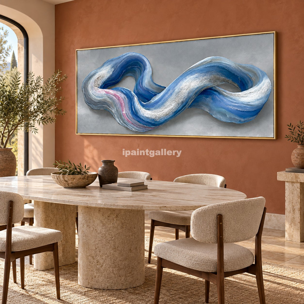 Eternal Flow – Blue and Silver Infinity Abstract Wall Art#LT1