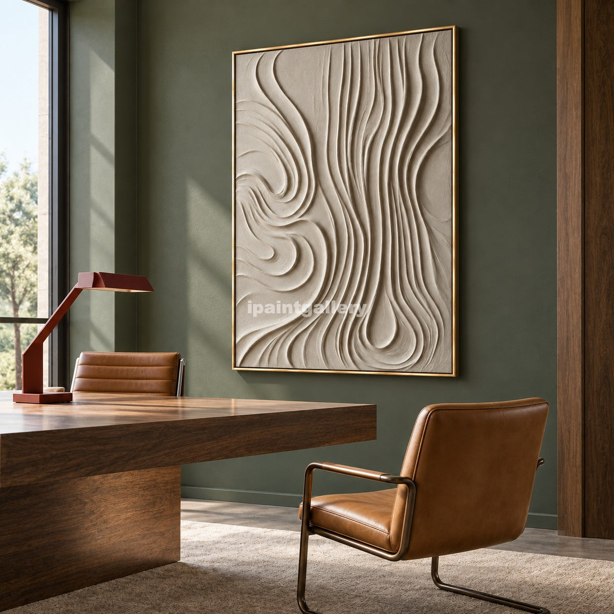 Flowing Earth – Cream White Organic Line Textured Wall Art#LT11