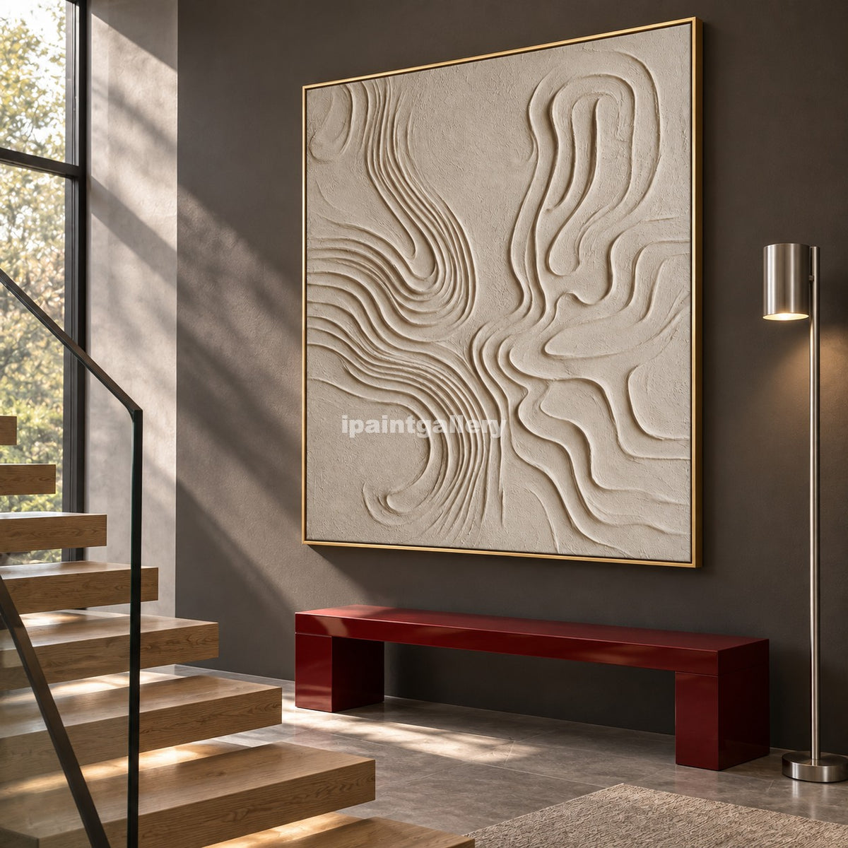 Rooted Flow – Cream Botanical Relief Abstract Wall Art#LT12