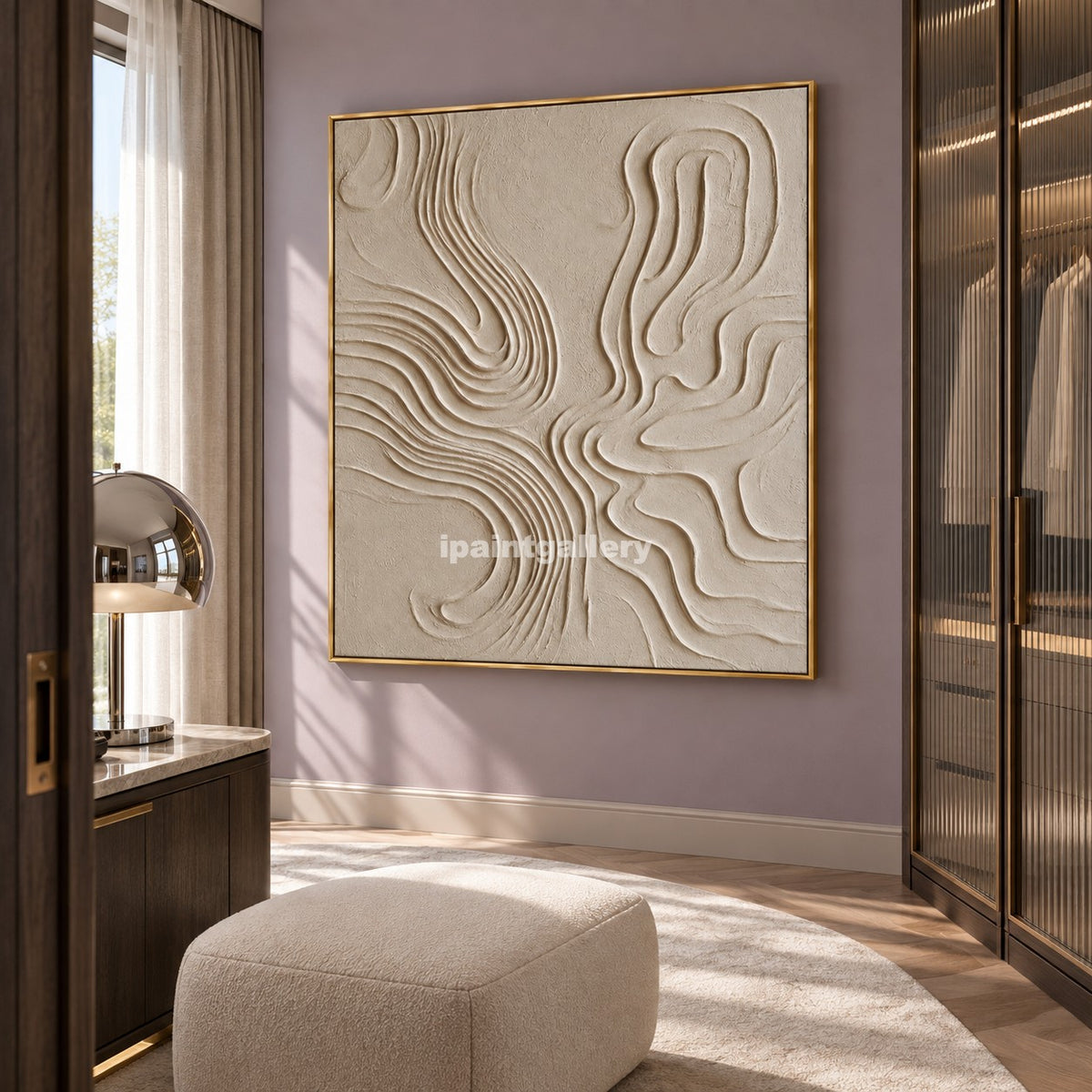 Rooted Flow – Cream Botanical Relief Abstract Wall Art#LT12