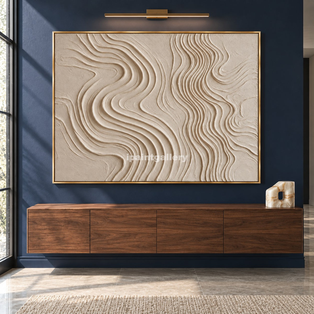 Dune Rhythm – Cream Flowing Line Textured Wall Art#LT13