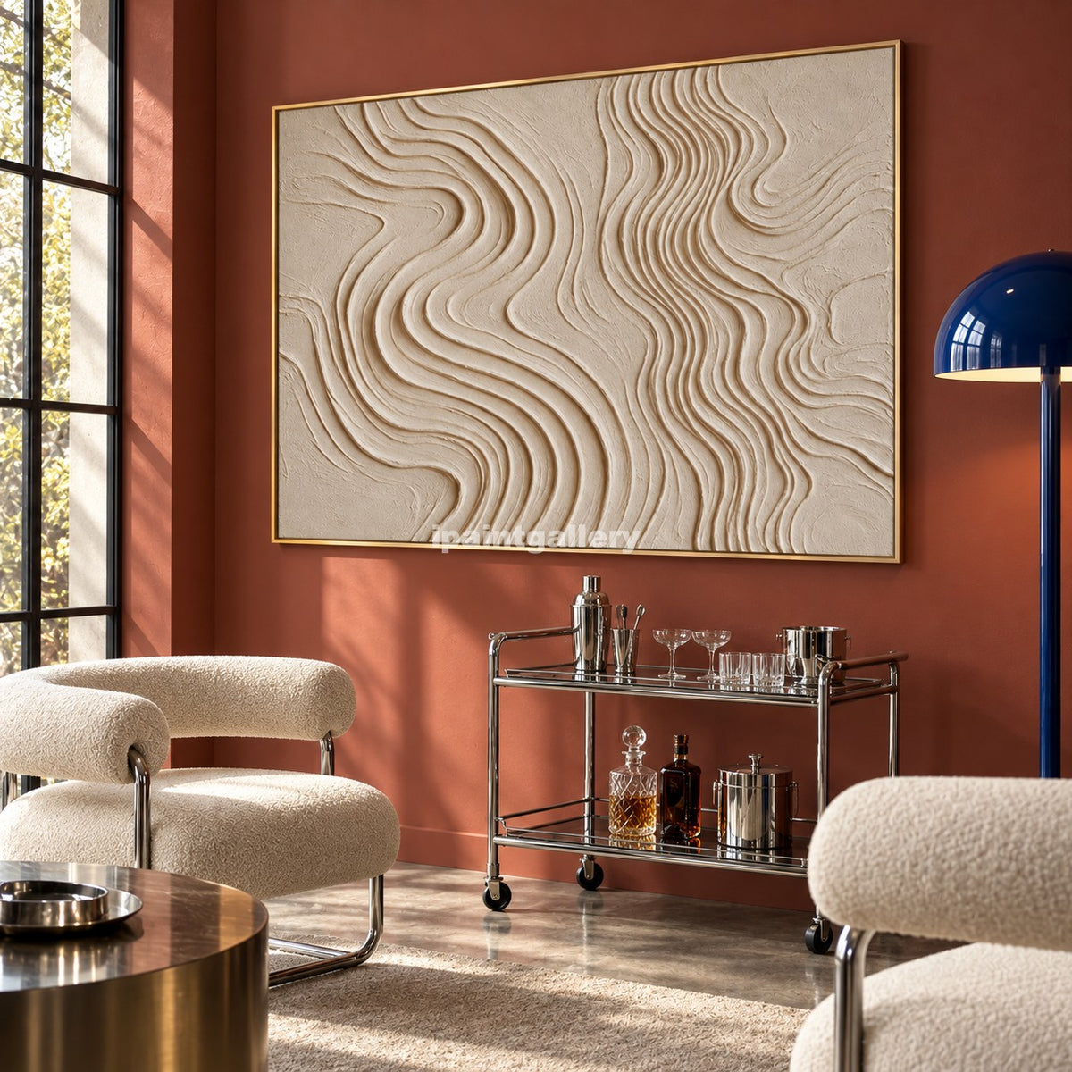 Dune Rhythm – Cream Flowing Line Textured Wall Art#LT13