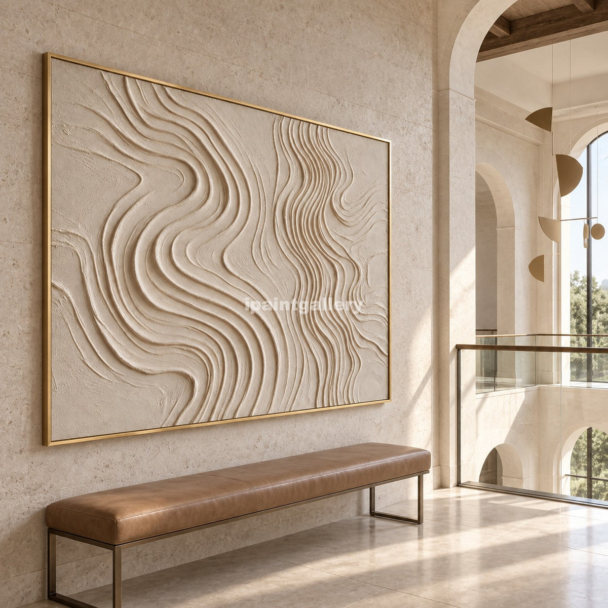 Dune Rhythm – Cream Flowing Line Textured Wall Art#LT13
