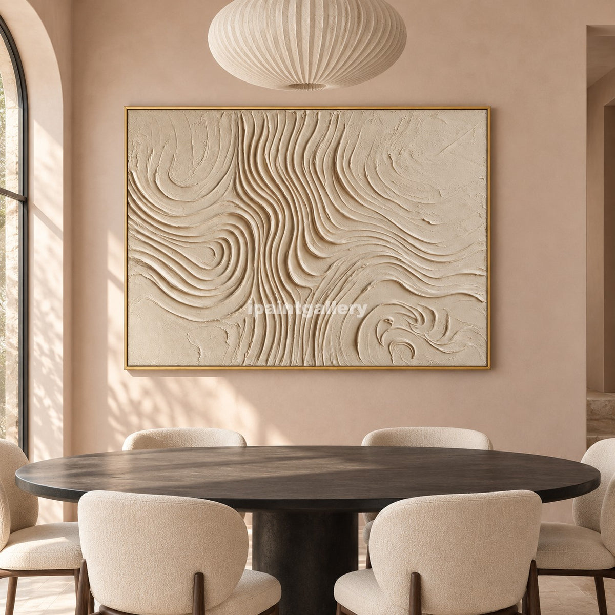 Terrain in Motion – Cream Topographic Textured Wall Art#LT14