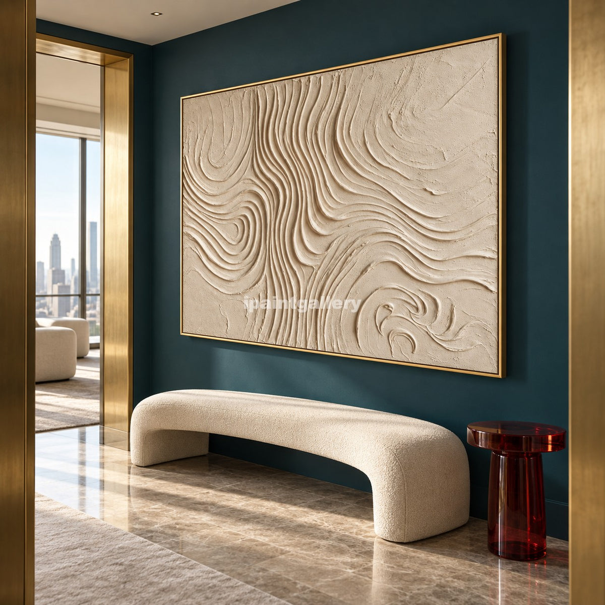Terrain in Motion – Cream Topographic Textured Wall Art#LT14