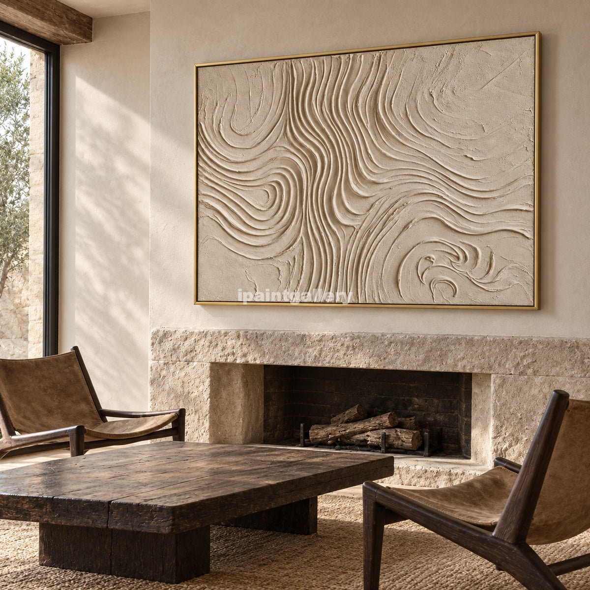 Terrain in Motion – Cream Topographic Textured Wall Art#LT14