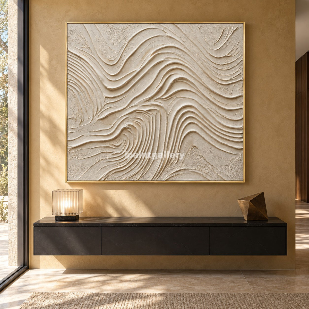 Contour Waves – Ivory Topographic Textured Wall Art#LT15