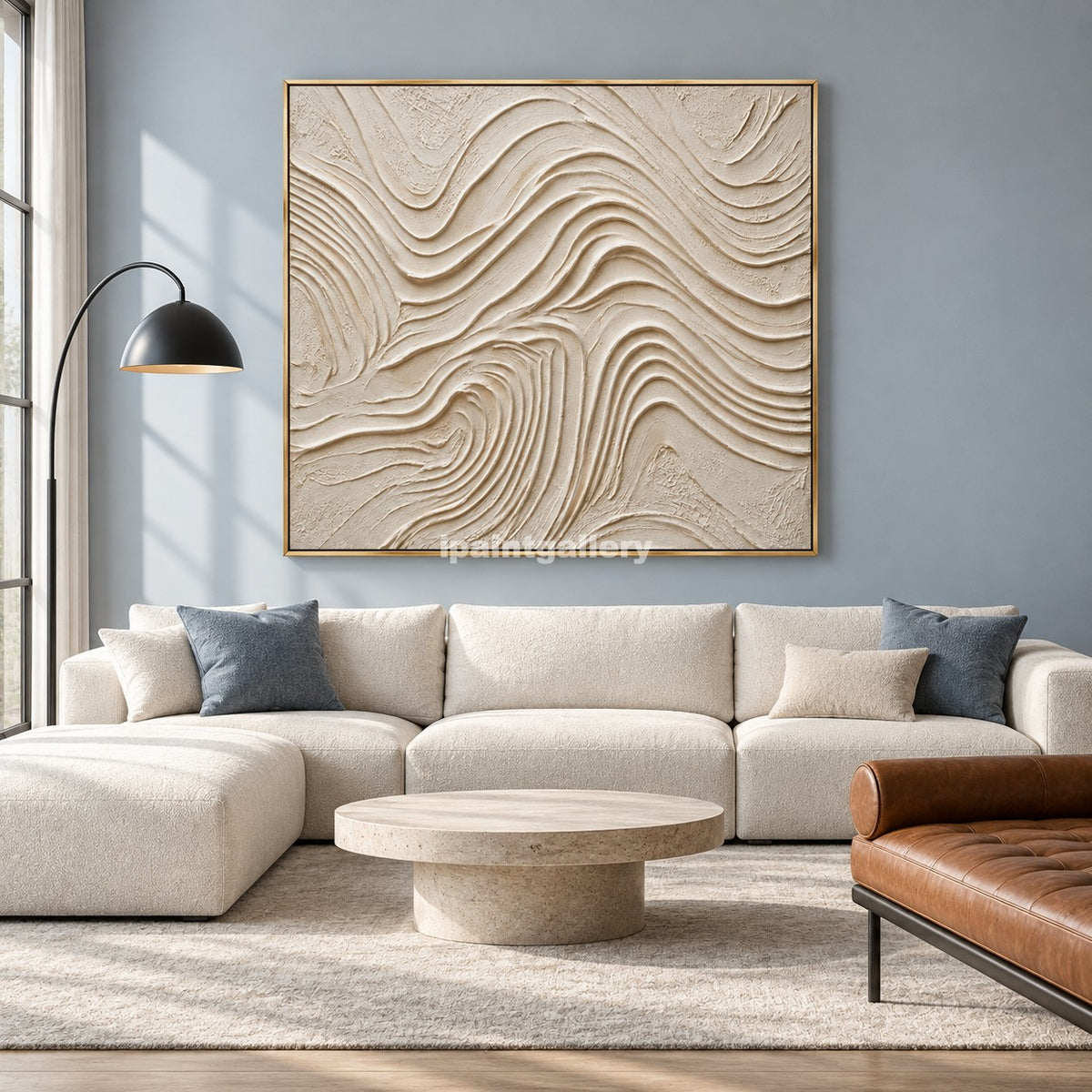 Contour Waves – Ivory Topographic Textured Wall Art#LT15
