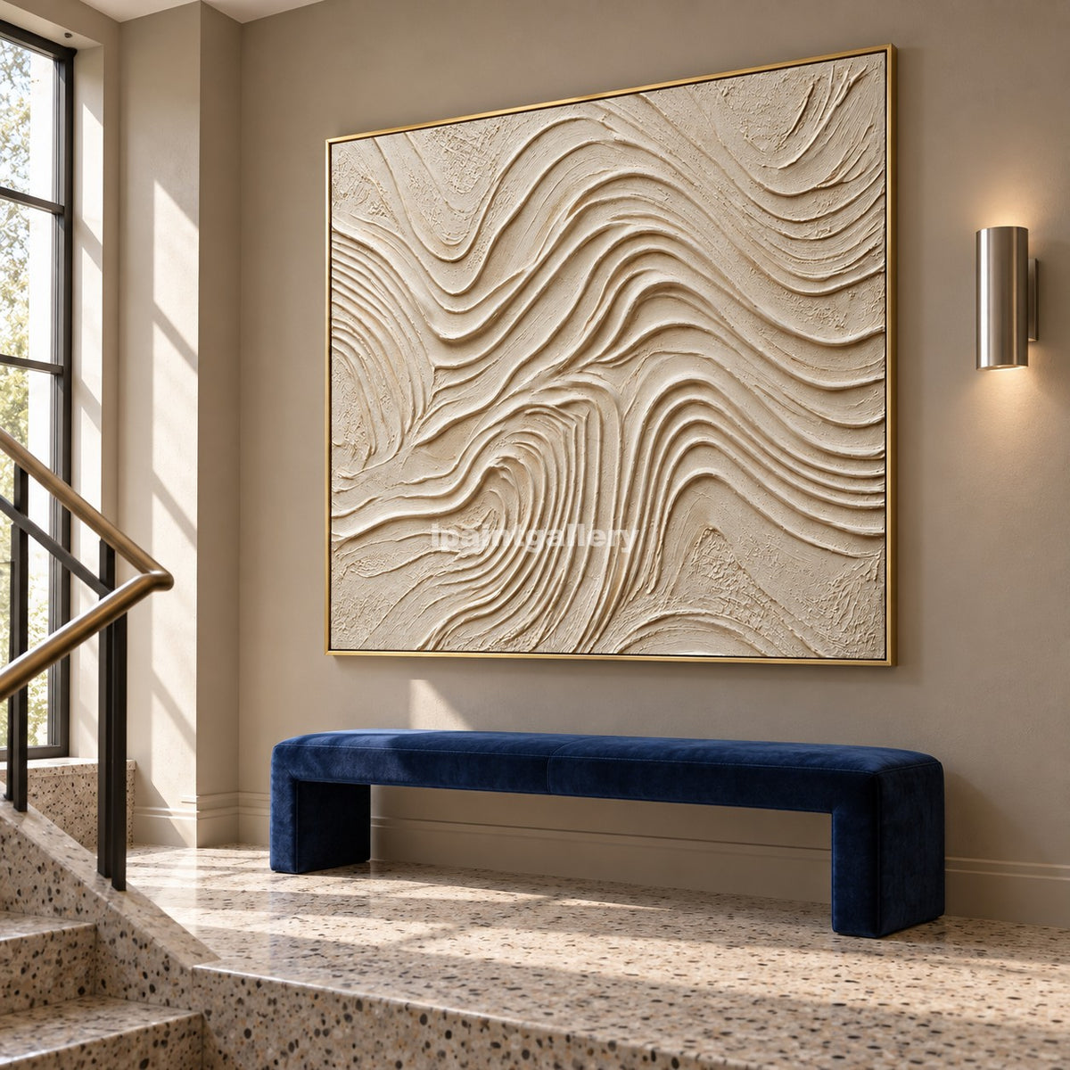Contour Waves – Ivory Topographic Textured Wall Art#LT15