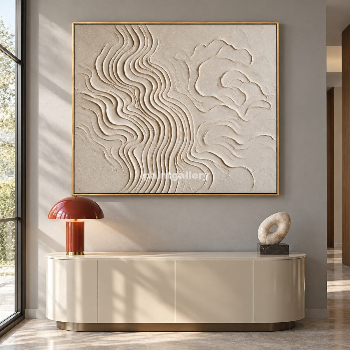 Cloud and Current – Cream Organic Relief Wall Art#LT16