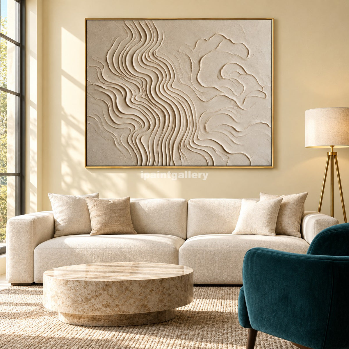 Cloud and Current – Cream Organic Relief Wall Art#LT16