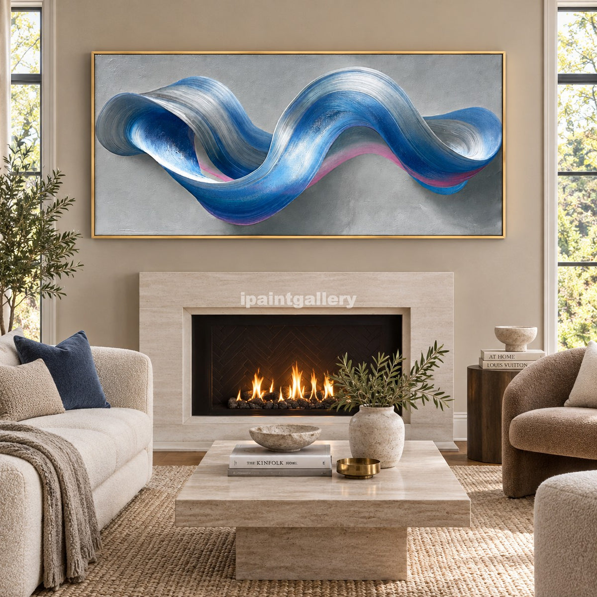 Wavelength – Blue and Silver Sculptural Abstract Wall Art#LT2