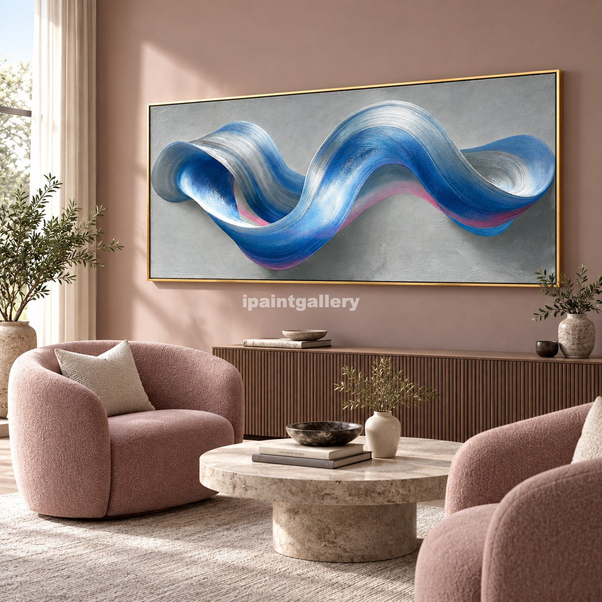 Wavelength – Blue and Silver Sculptural Abstract Wall Art#LT2
