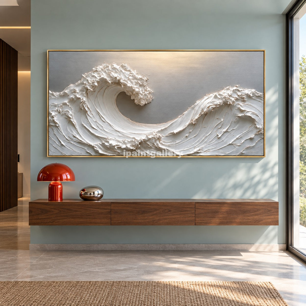 Twin Crescents – White Sculptural Ocean Wave Wall Art#LT20