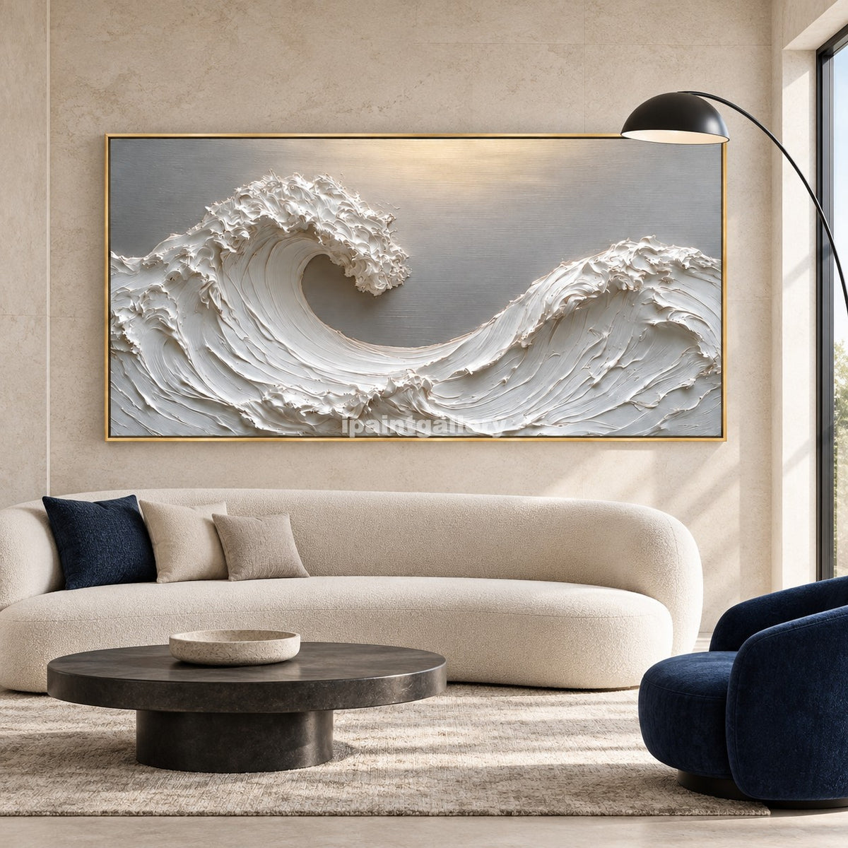 Twin Crescents – White Sculptural Ocean Wave Wall Art#LT20