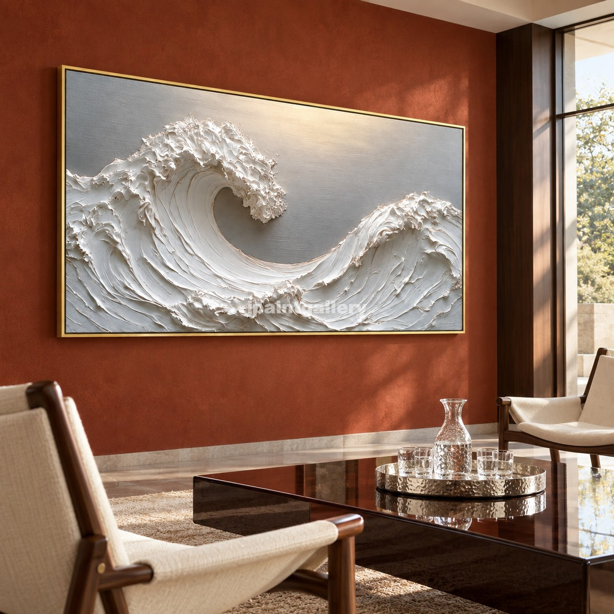Twin Crescents – White Sculptural Ocean Wave Wall Art#LT20