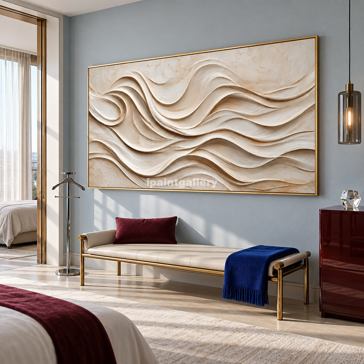 Ivory Drift – Cream Layered Wave Textured Wall Art#LT21