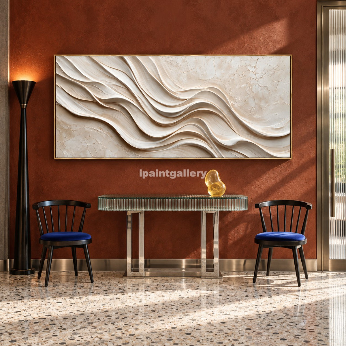 Silken Terrain – Ivory Flowing Layered Wall Art#LT22