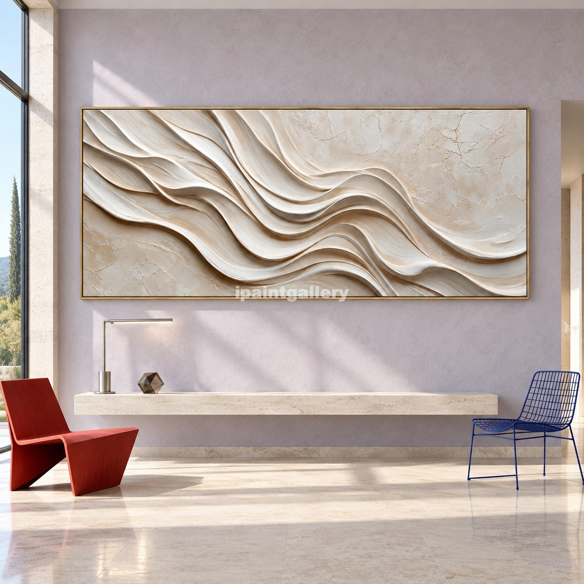 Silken Terrain – Ivory Flowing Layered Wall Art#LT22