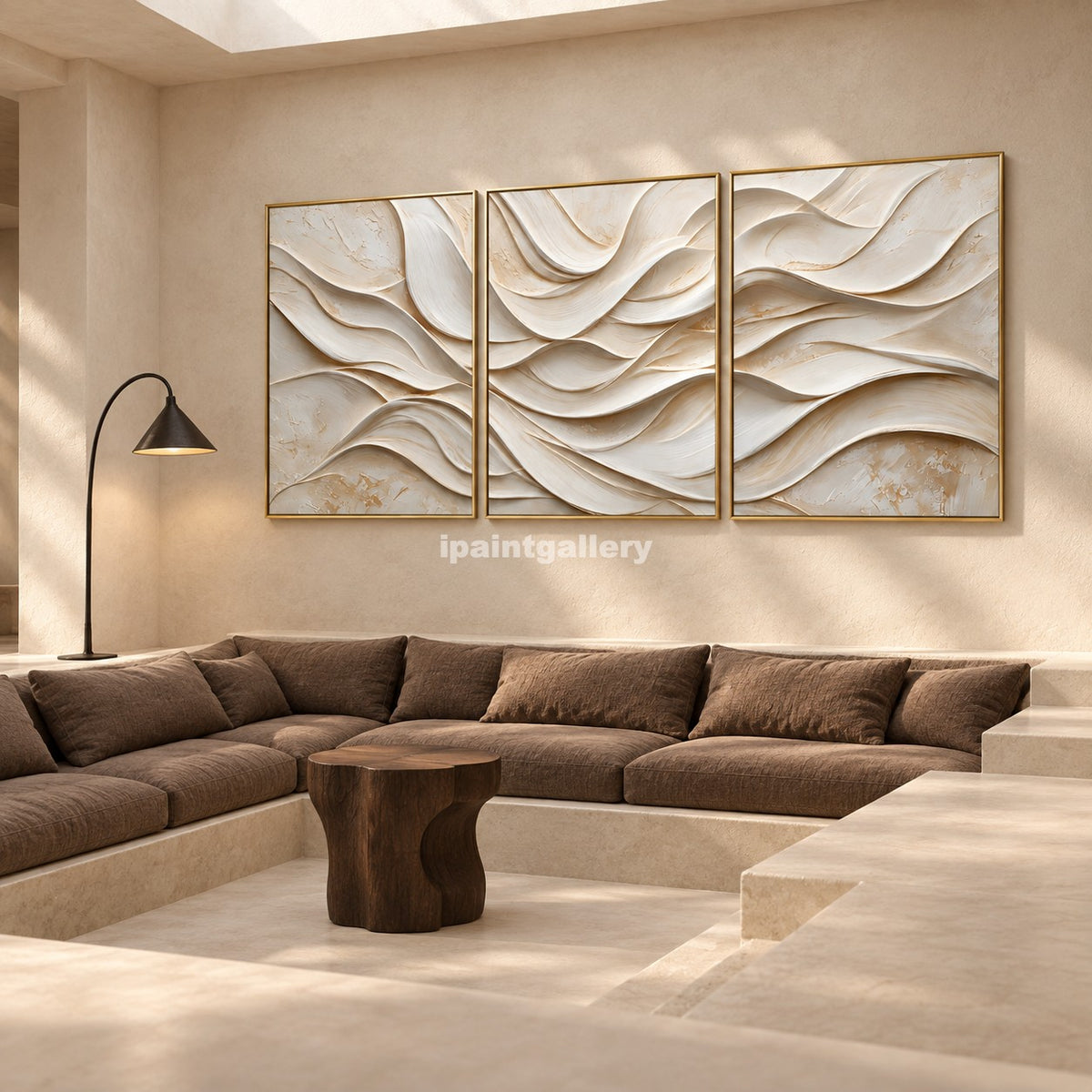 Ivory Cascade Triptych – Cream Sculptural Layered Wall Art Set#LT24