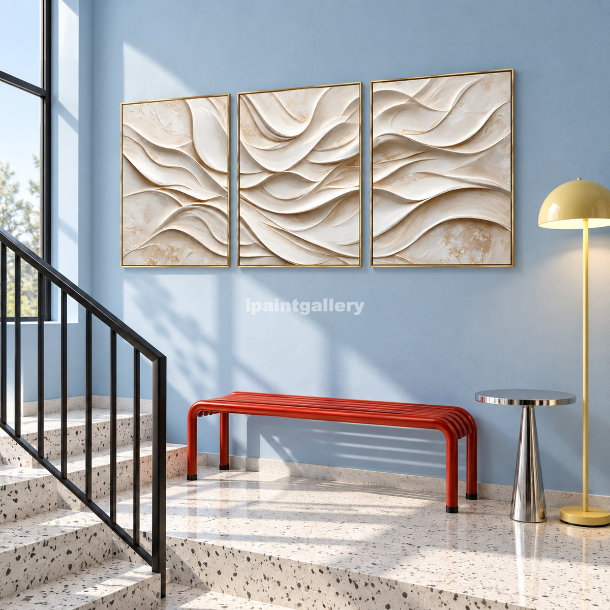 Ivory Cascade Triptych – Cream Sculptural Layered Wall Art Set#LT24