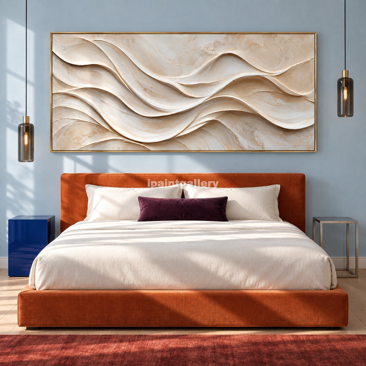 Quiet Horizons – Ivory Layered Wave Abstract Wall Art#LT26