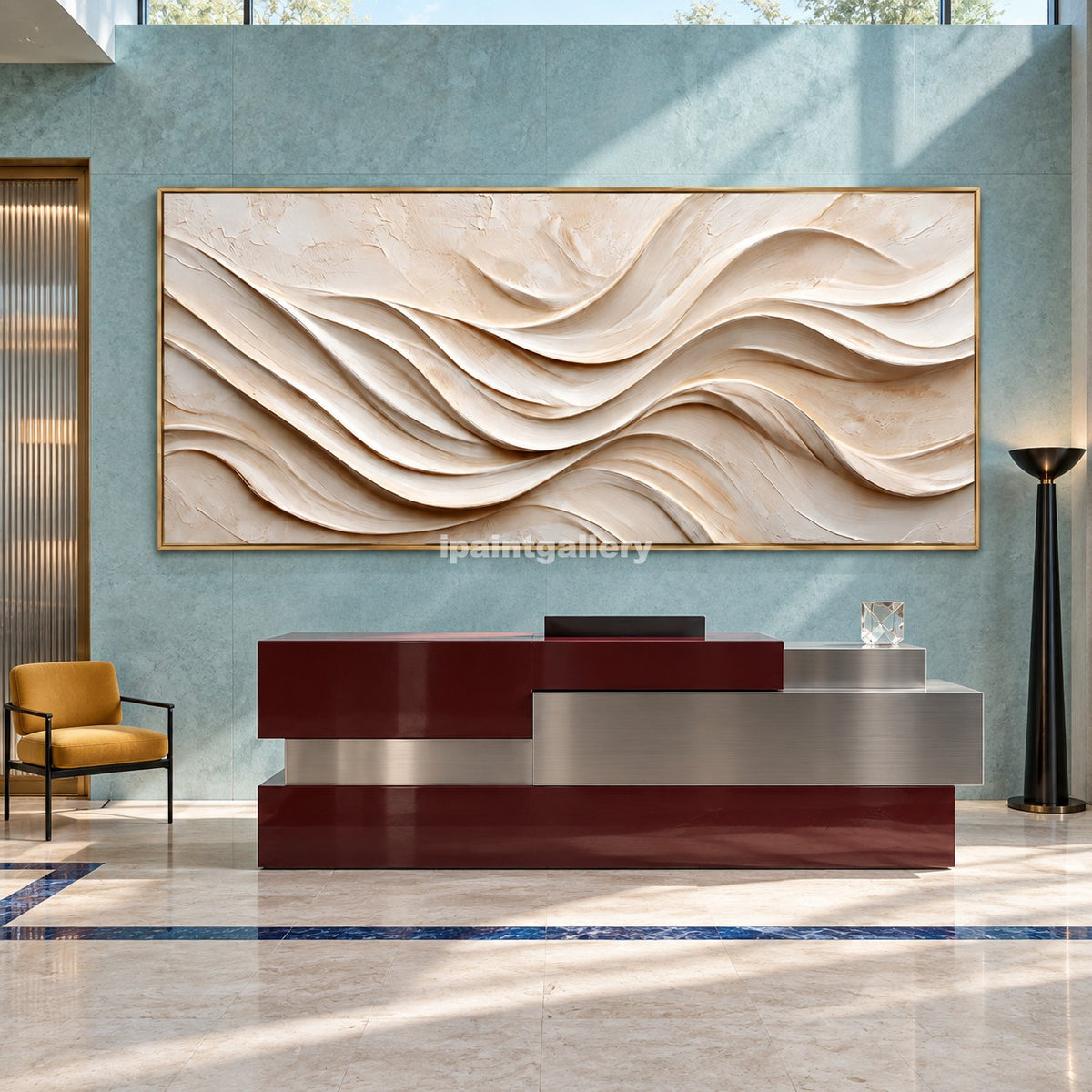 Ivory Crosscurrents – Cream Layered Abstract Wall Art#LT27